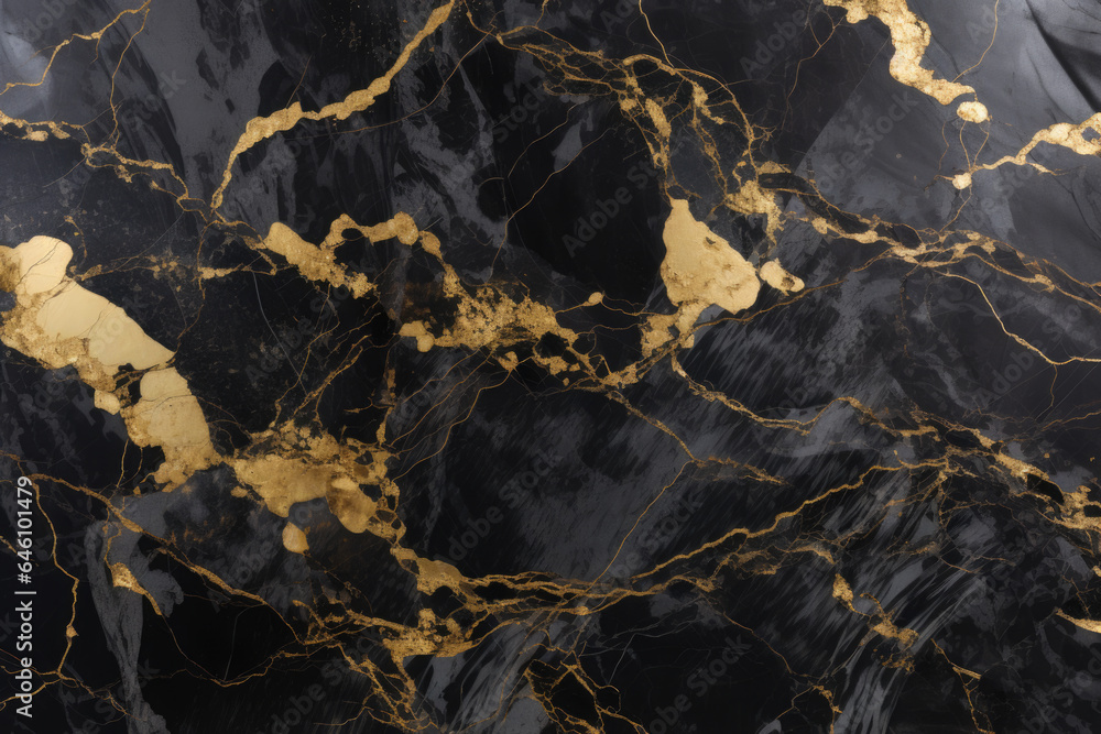 Black Marble Backdrop with Shiny Gold Pattern - Modern Elegance, Generative AI Black Marble Backdrop with Shiny Gold Pattern - Modern Elegance, Generative AI