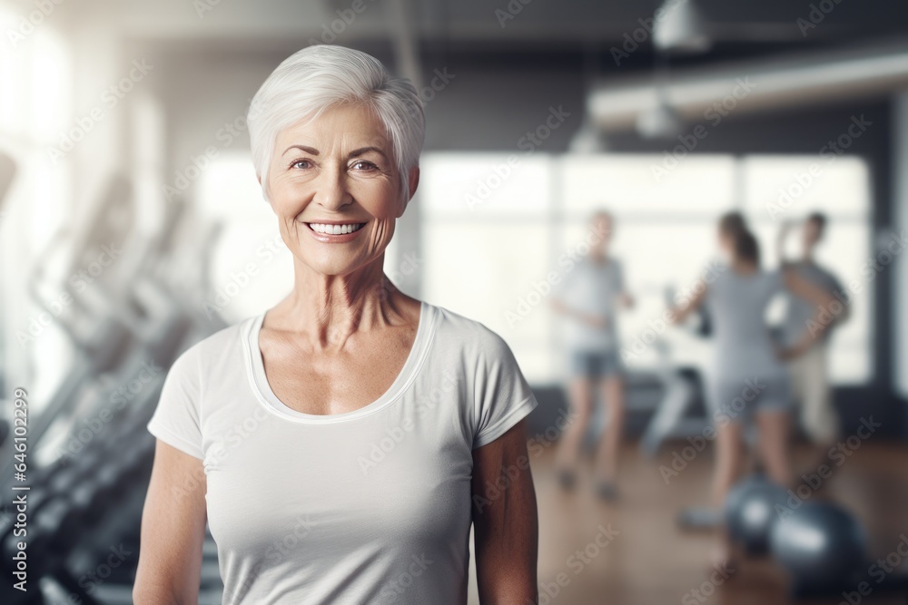 Happy beautiful granny in the gym Happy beautiful granny in the gym