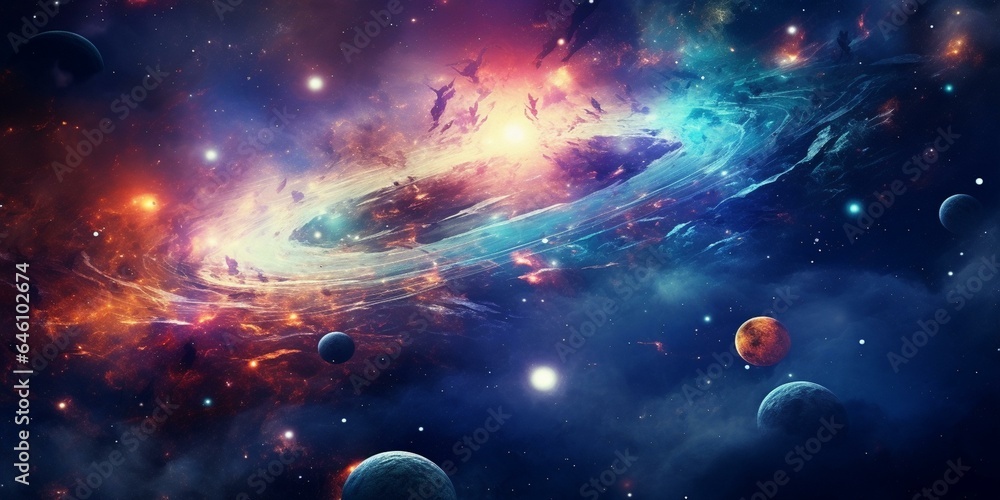 cinematic galaxy with vibrant planets and stars cinematic galaxy with vibrant planets and stars