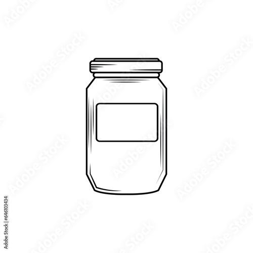 glass jars for canning in outline style on white background