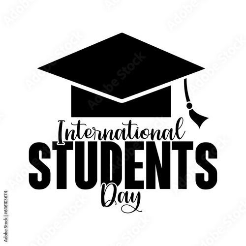 International student day lettering with graduation cap vector illustration.