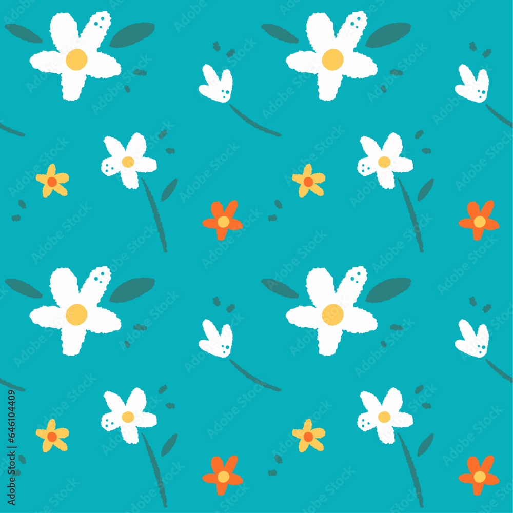 floral pattern with blue background