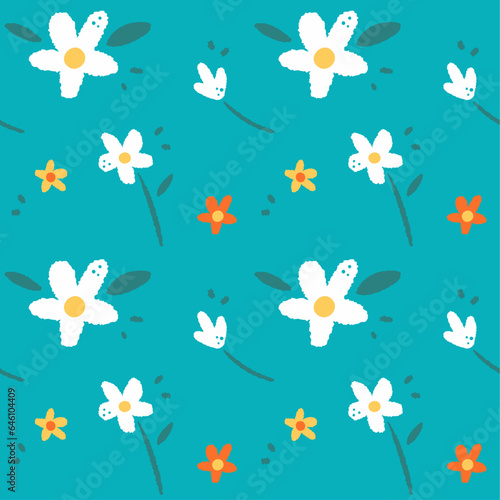 floral pattern with blue background © Inailustra