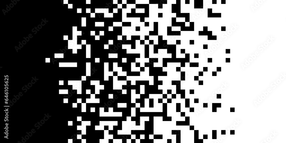Abstract modern minimal black and white monochrome geometry small, tiny square boxes or cubes grid texture background fade out with copy space Abstract modern minimal black and white monochrome geometry small, tiny square boxes or cubes grid texture background fade out with copy space