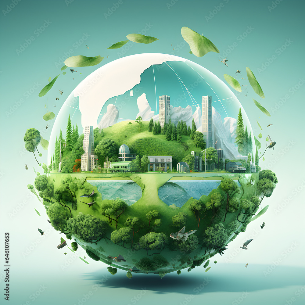 green planet earth, renewable energy concept