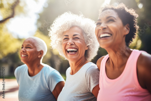 Photo Senior women smiling during yoga or pilates exercise outdoors