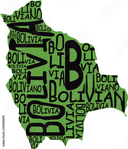 Bolivia map typographic map bolivia south america latin america