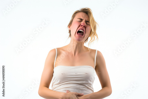 women suffering with sever pain in the stomach 