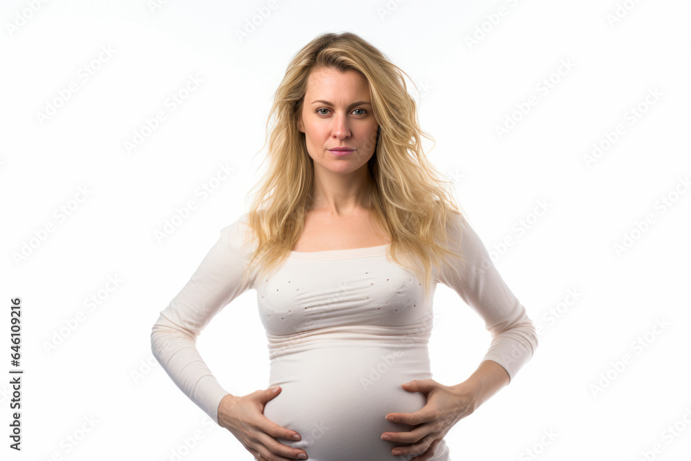 pregnant women standing in front of the white background pregnant women standing in front of the white background