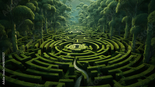 dark forest with maze