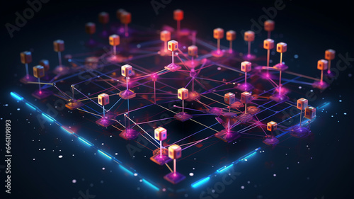 isometric network connection. vector illustration