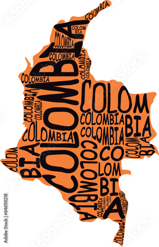 Colombia map typographic map colombia south america latin america