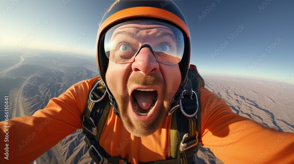 Extreme skydiving. Skydiver flying on a parachute at sunset. Extreme sport Extreme skydiving. Skydiver flying on a parachute at sunset. Extreme sport
