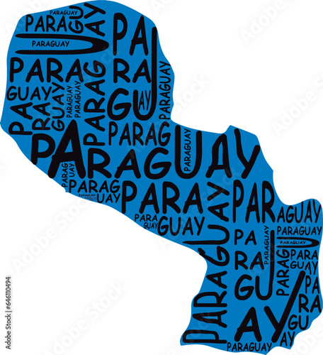 Paraguay map typographic map paraguay south america latin america