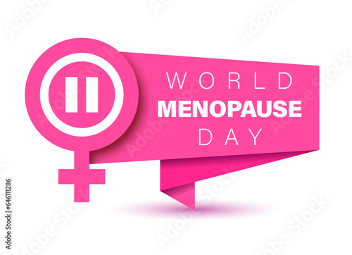 World Menopause Day. The female reproductive system. Women climacteric, hormone replacement therapy concept. Paper sign. Medical vector illustration. Health care
