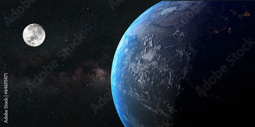 Fototapeta Naklejka Na Ścianę i Meble -  earth space moon galaxy