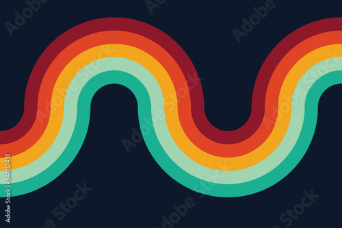Retro background, Abstract background of rainbow groovy Wavy Line design  Hippie Retro style.