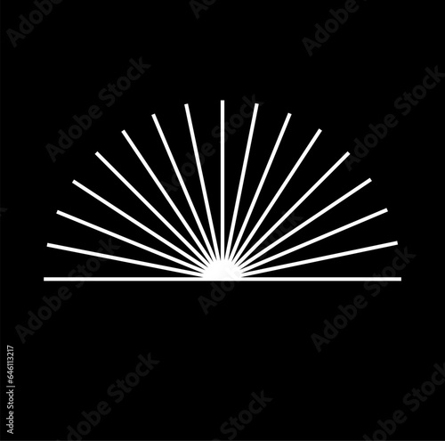 A rising sun in line illustration with white color.