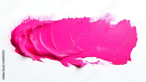 Isolated hot pink Brush Stroke on a white Background. Acrylic Paint Texture with Copy Space 