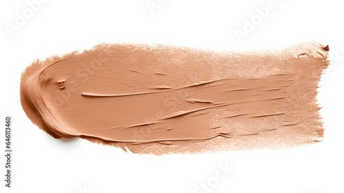 Isolated light brown Brush Stroke on a white Background. Acrylic Paint Texture with Copy Space 