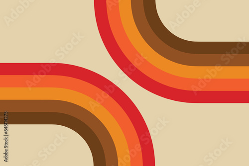 Retro background, Abstract background of rainbow groovy Wavy Line design  Hippie Retro style.