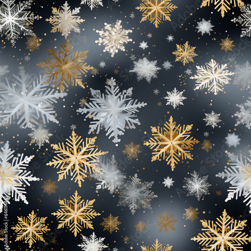 Christmas background from snowflakes on a dark background. Seamless patern.