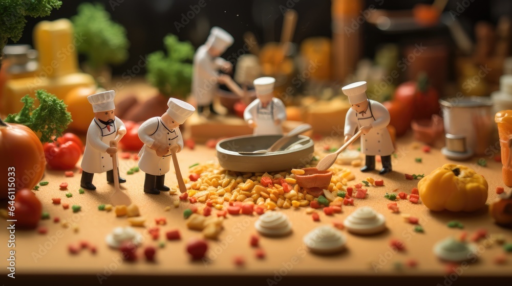 Little people make food, pick fruits and vegetables Little people make food, pick fruits and vegetables