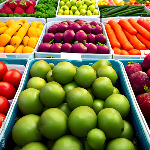 A Farmer's Market of Fresh Fruits and Vegetables Close-up
