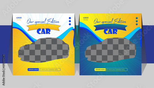 Car selling social media post banner design template for marketing product.