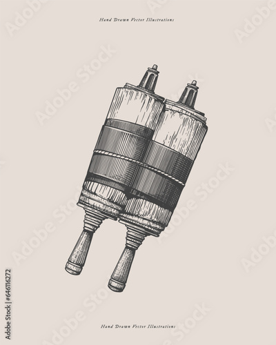 Closed Torah is the holy book in Judaism. Scroll with the religious text of the Jews. Traditional sign of the Jewish faith. Vector illustration in engraving style.