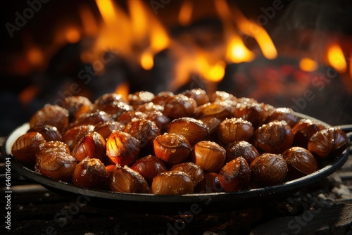 Warm Delights Roasted Chestnuts HighQuality Imagery Capturing the Irresistible Aroma and Crisp Texture of Roasted Chestnuts, Perfect for Food Enthusiasts and Seasonal Culinary Concepts