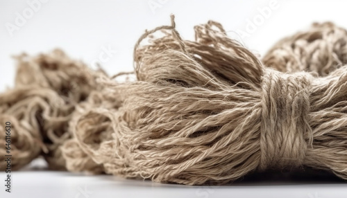 Twisted fiber ball of wool tied up with rough sisal generated by AI