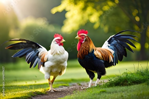 rooster in the grass