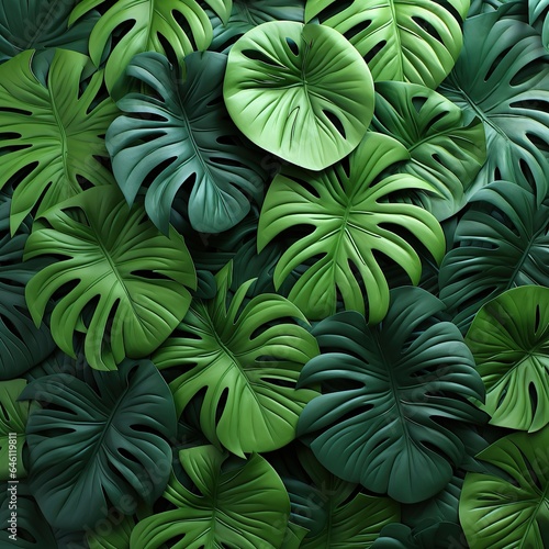 Fresh green Monstera Plants leaf nature tropical AI generated image