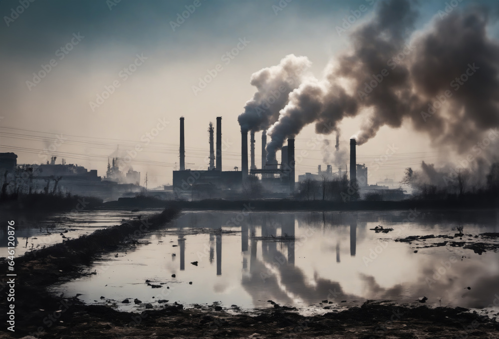 Carbon Emissions Visual: Captivating visuals of smokestack pollution highlight the dire consequences of carbon emissions. Ideal for environmental reports and educational materials..
