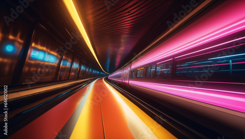 High-Speed Train in Motion. Great for technology-related marketing, illustrating the sleek design of a high-speed train moving at high velocity..