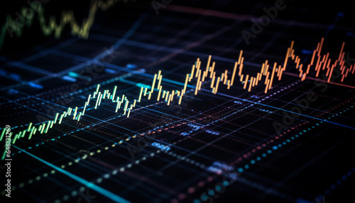 Abstract finance chart illuminates success in digital economy development generated by AI