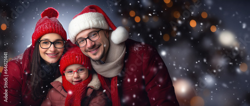 Christmas Themed family wearing glasses with room for copy space created with Generative AI technology