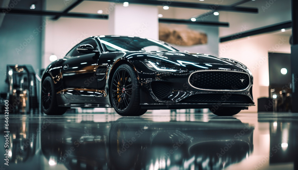 Modern luxury sports car, shiny chrome, elegant design, high performance generated by AI