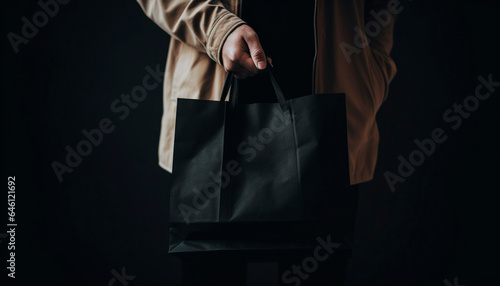 Confident businessman carrying luxury bag in modern city shopping success generated by AI
