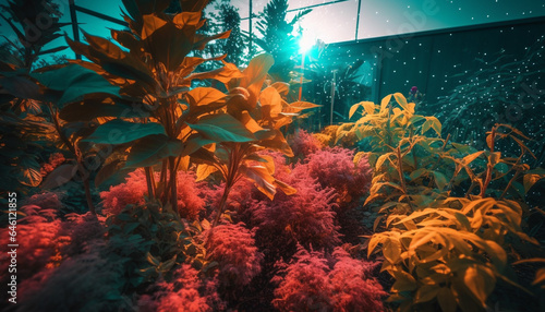 Vibrant underwater landscape showcases multi colored sea life and coral reef generated by AI