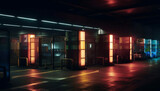 Modern transportation industry illuminates dimly lit underground storage corridor generated by AI