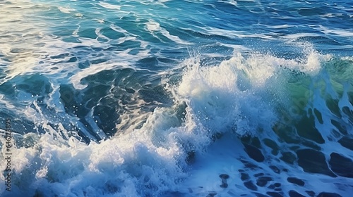 Beautiful view of the huge breaking wave of the sea. AI generated image