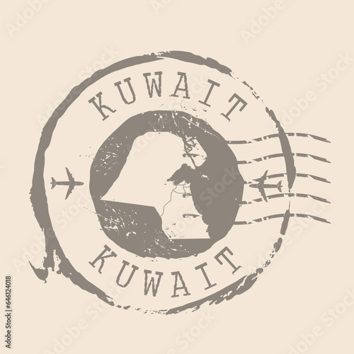 Stamp Postal of  Kuwait. Map Silhouette rubber Seal.  Design Retro Travel. Seal of Map Kuwait grunge  for your design. State of Kuwait. EPS10