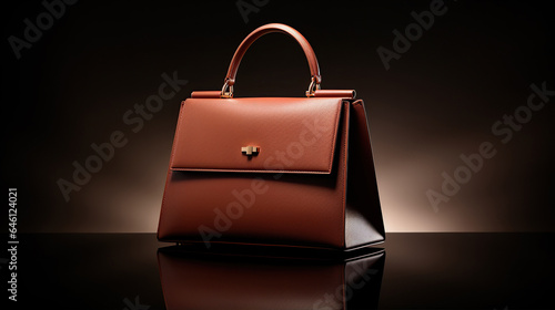 Luxury Leather Handbag and minimalistic backdrop. Created with Generative AI