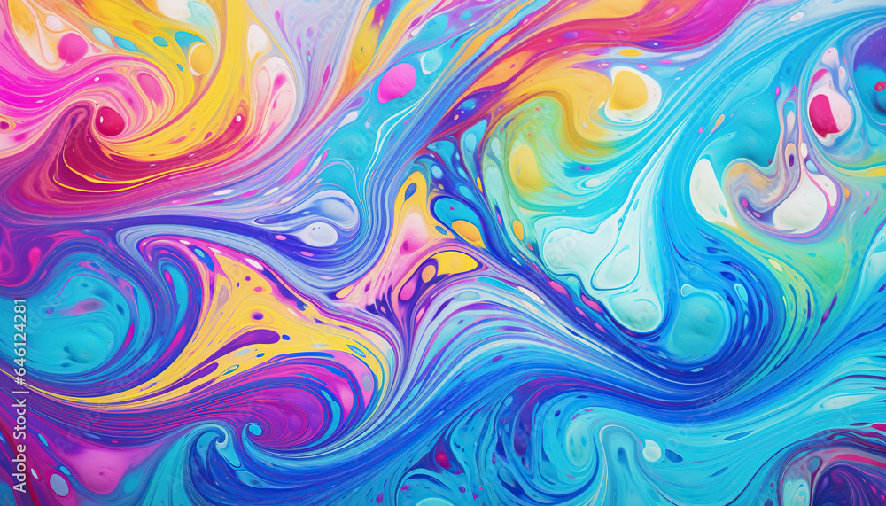 Abstract marbled acrylic paint ink painted waves painting texture colorful background banner - Bold colors, rainbow color swirls wave Generative AI Abstract marbled acrylic paint ink painted waves painting texture colorful background banner - Bold colors, rainbow color swirls wave Generative AI