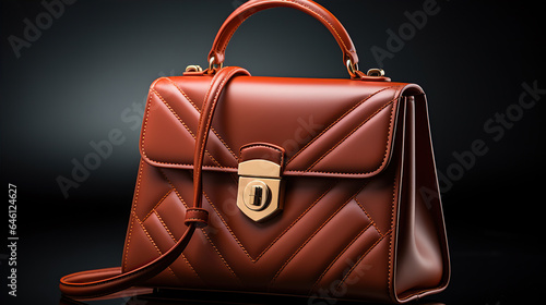 Luxury Leather Handbag and minimalistic backdrop. Created with Generative AI