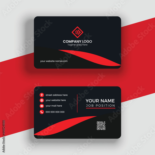 Red business card design template