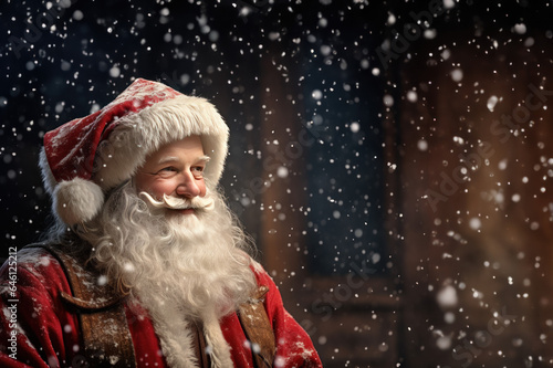 Santa background with room for copy space created with Generative AI technology © Laughing Cat