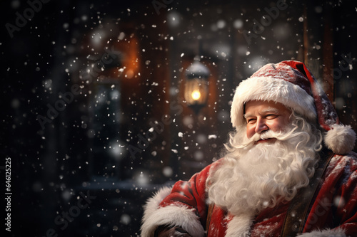 Santa background with room for copy space created with Generative AI technology © Laughing Cat